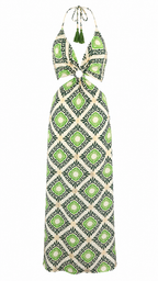 Abito lungo mandala cut-out laterale