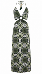 Abito lungo mandala cut-out laterale
