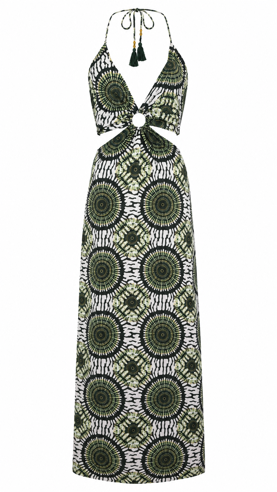 Abito lungo mandala cut-out laterale