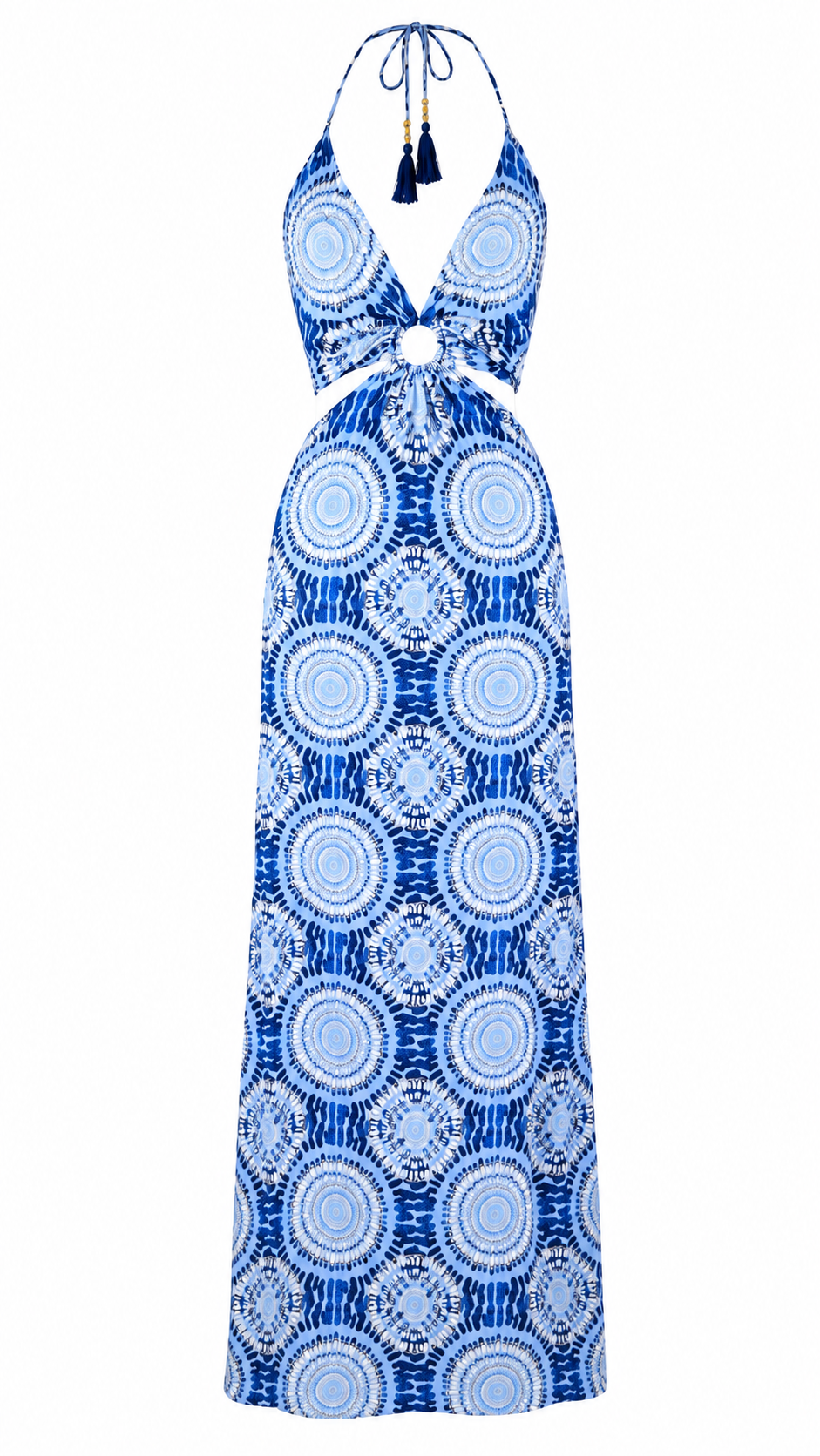Abito lungo mandala cut-out laterale