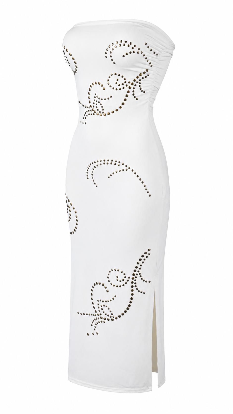 Tubino midi con borchie dorate