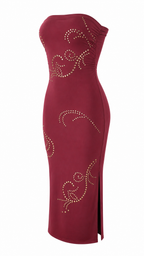 Tubino midi con borchie dorate