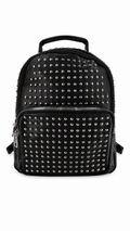 Zaino nero effetto pelle con borchie all over argento