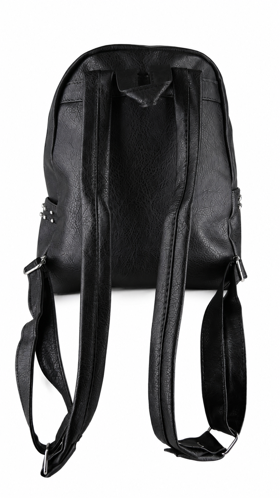 Zaino nero effetto pelle con borchie all over argento